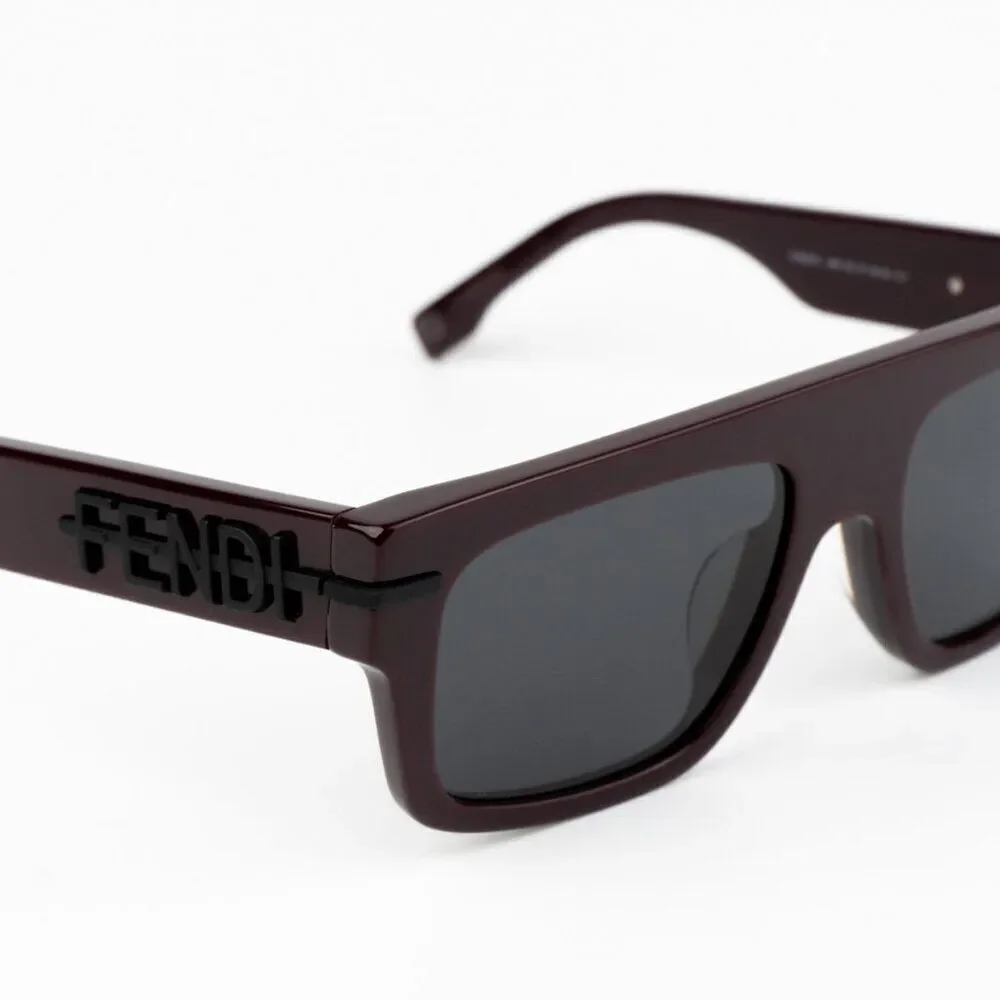 NEW Fendi FE40091U FENDIGRAPHY 69A Bordeaux Grey Unisex Square Sunglasses